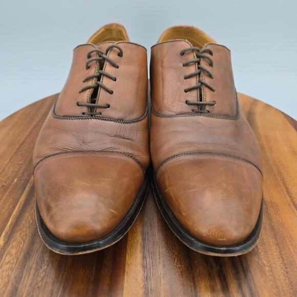 To Boot New York Shoes Mens 10 Brown Leather Lace Up Cap Toe Dress Oxfords - Picture 2 of 8